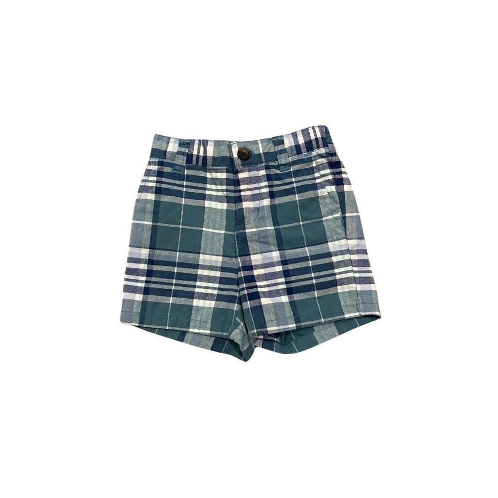 Janie and Jack Boy's Green & Blue Plaid Shorts - Size 3-6 months - Like New!
